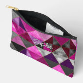 シックなピンクの紫のグレージオメトリック アクセサリーポーチ (見開き)