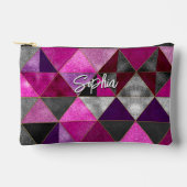 シックなピンクの紫のグレージオメトリック アクセサリーポーチ (正面)