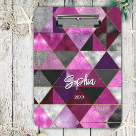 シックなピンクの紫のグレージオメトリック クリップボード