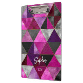 シックなピンクの紫のグレージオメトリック クリップボード (左)