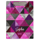 シックなピンクの紫のグレージオメトリック クリップボード (正面)