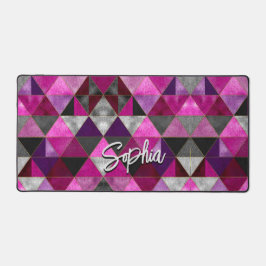 シックなピンクの紫のグレージオメトリック デスクマット
