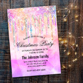シックなピンクの紫の一角滴下グリッタークリスマス 招待状