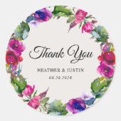 シックなピンクの紫結婚の水の感謝してい色 ラウンドシール (正面)