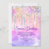 シックなピンクの紫色のドリップスグリッター新年クリスマス (正面)