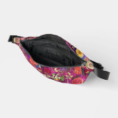 シックなピンクの紫色の花モノグラムフローラ ファニーパック (見開き)