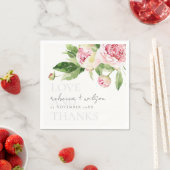 シックなピンクの緑の牡丹フローララヴ感謝してい結婚ィーズ スタンダードカクテルナプキン (インサイチュ)