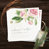 シックなピンクの緑の牡丹フローララヴ感謝してい結婚ィーズ スタンダードカクテルナプキン