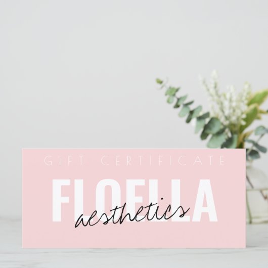 シックなピンクの美しいサロン美学ギフト証明書 (スタンド正面)