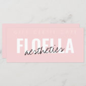 シックなピンクの美しいサロン美学ギフト証明書 (正面/裏面)