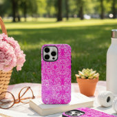 シックなピンクの花植物模様の渦巻き Case-Mate iPhoneケース