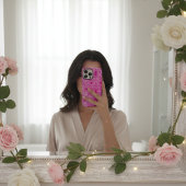 シックなピンクの花植物模様の渦巻き Case-Mate iPhoneケース