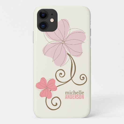 シックなピンクの花模様 Case-Mate iPhoneケース (裏面)