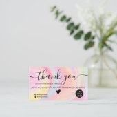 シックなピンクの虹のユニコーン大理石のオーダ感謝していーユー 名刺 (スタンド正面)