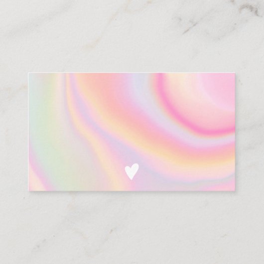 シックなピンクの虹のユニコーン大理石のオーダ感謝していーユー 名刺 (裏面)