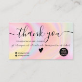 シックなピンクの虹のユニコーン大理石のオーダ感謝していーユー 名刺 (正面)