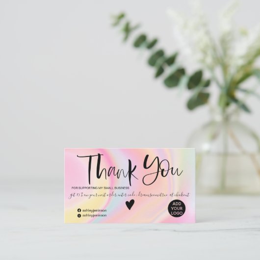 シックなピンクの虹のユニコーン大理石ブ感謝していラシキミ 名刺 (スタンド正面)