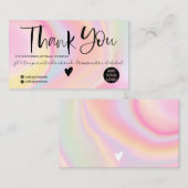 シックなピンクの虹のユニコーン大理石ブ感謝していラシキミ 名刺 (正面/裏面)