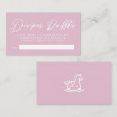 シックなピンクの赤ちゃんシャワーおむつラッフル エンクロージャーカード (正面/裏面)