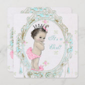 シックなピンクの赤ちゃんシャワー 招待状 (正面/裏面)