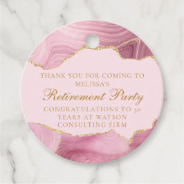 シックなピンクの金ゴールドアゲートカスタムトの退職パーティー フェイバータグ