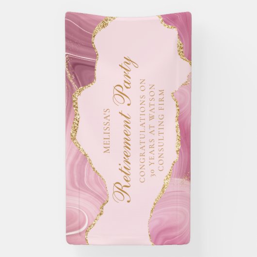 シックなピンクの金ゴールドアゲートカスタムトの退職パーティー 横断幕 (縦)