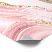 シックなピンクの金ゴールドアゲートバルミツワーパーティー写真 ポスター (角)