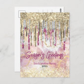 シックなピンクの金ゴールドグリッターは新年のクリスマスを乾燥 ポストカード (正面/裏面)
