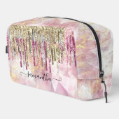 シックなピンクの金ゴールドグリッタードリップモノグラムアクセサリーpo ドップキット (右コーナー)