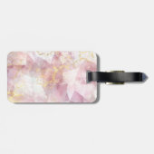 シックなピンクの金ゴールドグリッタードリップモノグラム ラゲッジタグ (裏面横)