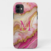 シックなピンクの金ゴールドグリッターマーブルアガテモノグラム Case-Mate iPhoneケース (裏面)