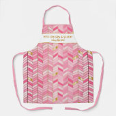 シックなピンクの金ゴールドパターカスタムンスパ、サロン名 エプロン (正面)