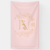 シックなピンクの金ゴールドリースベーカリースクリプトロゴ 横断幕 (縦)