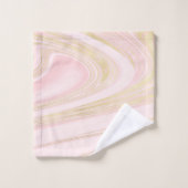 シックなピンクの金ゴールド大理石旋回パターン バスタオルセット (ウォッシュタオル)