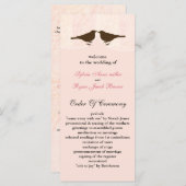 シックなピンクの鳥のケージ、愛の鳥の結婚式プログラム プログラム (正面/裏面)