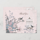 シックなピンクの鳥のケージ、愛鳥ありがとう ポストカード (正面/裏面)