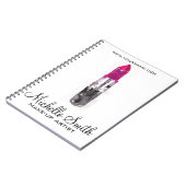 シックなピンクの黒い銀色の水色のリップメイクアップ ノートブック (左側)