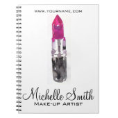 シックなピンクの黒い銀色の水色のリップメイクアップ ノートブック (正面)