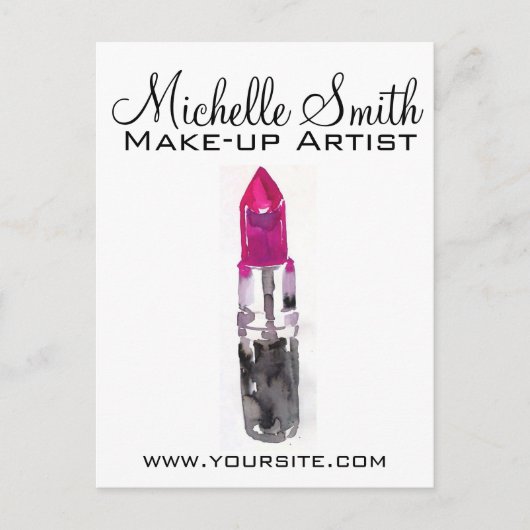 シックなピンクの黒い銀色の水色のリップメイクアップ ポストカード (正面)