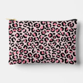 シックなピンクの黒ヒョウ柄 アクセサリーポーチ (正面)