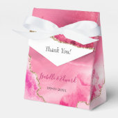 シックなピンクアガテストーン金ゴールドグリッター結婚ズ フェイバーボックス (正面サイド)