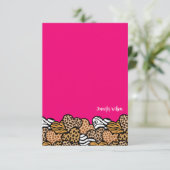 シックなピンクアニマルプリントハートバレンタイン名前をカスタムする サンキューカード (スタンド正面)