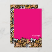 シックなピンクアニマルプリントハートバレンタイン名前をカスタムする サンキューカード (正面/裏面)