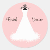 シックなピンクアンドホワイトブライダルシャワー封筒用シール ラウンドシール (正面)