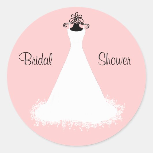 シックなピンクアンドホワイトブライダルシャワー封筒用シール ラウンドシール (正面)