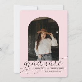 シックなピンクアーチ5フォトコラージュ卒業 案内状