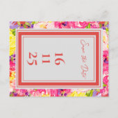 シックなピンクイエローフラワーズ開花結婚フローラ 案内ポストカード (裏面)