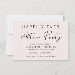 シックなピンクウェディングレセプション後パーティー 招待状