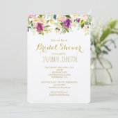 シックなピンクウォーターカラーフローラブライダルシャワー 招待状 (スタンド正面)