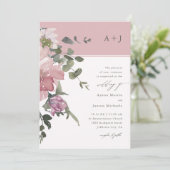 シックなピンクウォーターカラーフローラ結婚ズ 招待状 (スタンド正面)